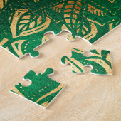 Puzzle Élégant or vert Mandala Floral (Côté)