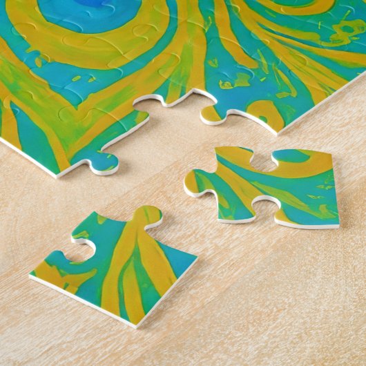 Puzzle Elégant Peacock Turquoise Décoratif (Côté)