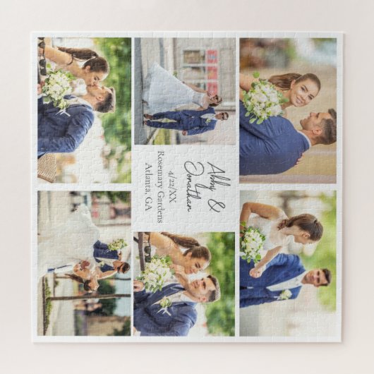 Puzzle Élégant photo de mariage récent Collage Mariage An (Horizontal)