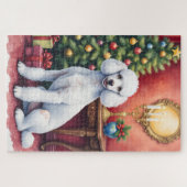 Puzzle Elegant Poodle Beside Christmas Tree Holiday Dog (Horizontal)