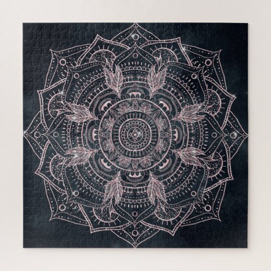 Puzzle Elegant Rose Gold Mandala Gray Nebula Design (Vertical)
