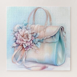 Puzzle Elégant sac à main bleu et rose pastel