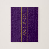 Puzzle Élégant texte personnalisable | Gold & Deep Purple (Vertical)