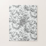 Puzzle Élégant Vintage Français gravé Floral Gris-Toile<br><div class="desc">Elégant et orné gris et blanc vintage toile de jouy motif avec fleurs exotiques,  vignes et feuillage entrelacés de guirlandes et paniers de roses. Ce motif a été adapté d'un fragment textile français historique vers 1910 dans la collection Smithsonian. Motif est haute résolution mais ne peut pas être carrelé.</div>