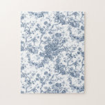 Puzzle Élégant Vintage Français gravé Floral Toile-Blue<br><div class="desc">Elégant et orné vintage bleu et blanc toile de jouy motif avec fleurs exotiques,  vignes et feuillage entrelacés de guirlandes et paniers de roses. Ce motif a été adapté d'un fragment textile français historique vers 1910 dans la collection Smithsonian. Motif est haute résolution mais ne peut pas être carrelé.</div>