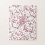 Puzzle Élégant Vintage Français gravé Floral Toile-rose<br><div class="desc">Elégant et orné rose et blanc vintage toile de jouy motif avec fleurs exotiques,  vignes et feuillage entrelacés de guirlandes et paniers de roses. Ce motif a été adapté d'un fragment textile français historique vers 1910 dans la collection Smithsonian. Motif est haute résolution mais ne peut pas être carrelé.</div>