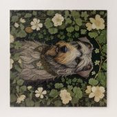 Puzzle Elégant Wolfhound Irlandais Avec Shamrocks (Horizontal)