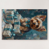 Puzzle Elegant Yorkshire Terrier Dog Holiday Gift Stack (Horizontal)