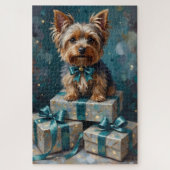 Puzzle Elegant Yorkshire Terrier Dog Holiday Gift Stack (Vertical)