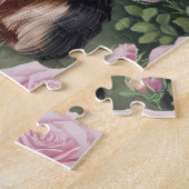 Puzzle Elégant Yorkshire Terrier Rose Jardin Peinture (Côté)