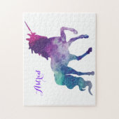 Puzzle Elégante aquarelle Bleu violet Unicorne moderne (Vertical)