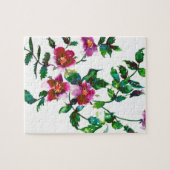 Puzzle Elégante aquarelle moderne fleur sauvage rose fonc (Horizontal)