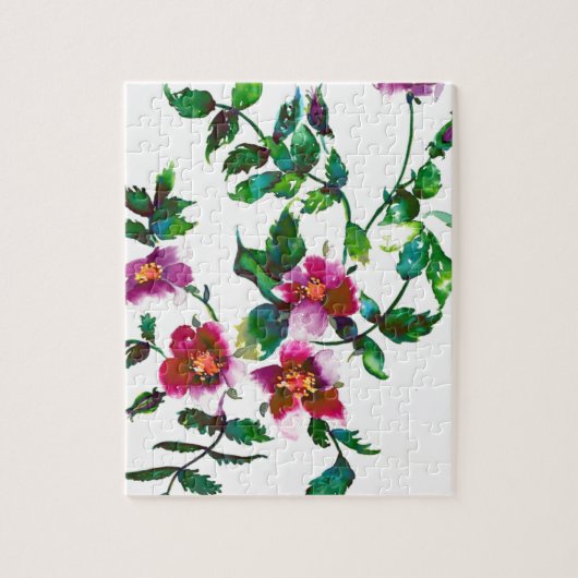 Puzzle Elégante aquarelle moderne fleur sauvage rose fonc (Vertical)