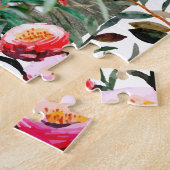 Puzzle Elégante aquarelle rose florale verdure Photo (Côté)