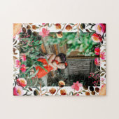 Puzzle Elégante aquarelle rose florale verdure Photo (Horizontal)