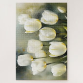 Puzzle Élégante bande de tulipes blanches dans un jardin  (Vertical)