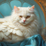 Puzzle Élégante créature aux chats-oiseaux blanc<br><div class="desc">Voici un KittyBird. Nommé Angel, cet animal blanc à demi-chat et demi-oiseau qui s'allonge sur la soie bleue. Cette image est disponible sur plusieurs produits de haute qualité. Ce design unique présente un chaton blanc aux cheveux longs et captivants, orné de plumes éthérées, créant une atmosphère mystique et charmante alors...</div>