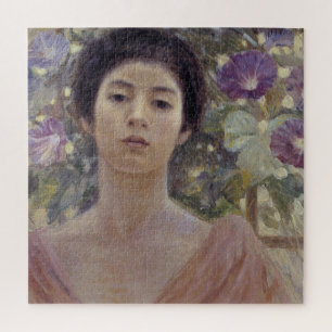 Puzzle Élégante dame japonaise aux fleurs de gloire du ma