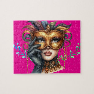 Puzzle Elégante Dame Mascarade, Masque Or
