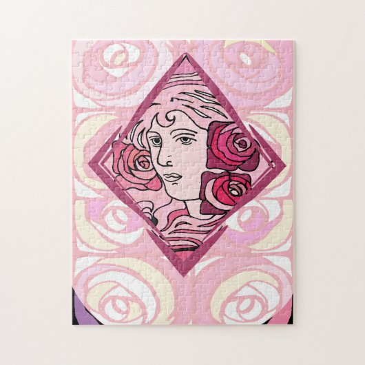 Puzzle Élégante femme Rose Art Nouveau (Vertical)