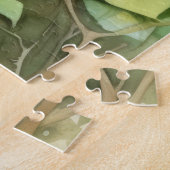 Puzzle Élégante Forêt de fleurs roses bleu vert paon (Côté)