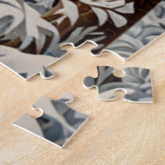 Puzzle Élégante forêt d'hiver de chouette blanche boho (Côté)