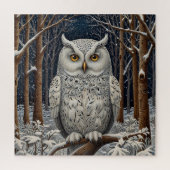 Puzzle Élégante forêt d'hiver de chouette blanche boho (Vertical)