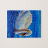 Puzzle Elégante peinture d'aquarelle de cygne blanc (Horizontal)