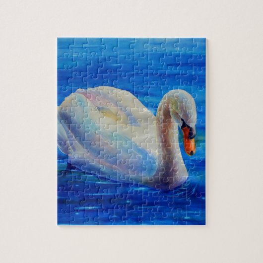 Puzzle Elégante peinture d'aquarelle de cygne blanc (Vertical)