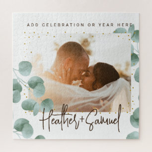 Puzzle Élégantes photos et texte de mariage sur la verdur