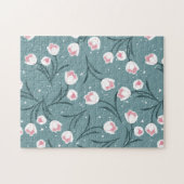Puzzle Élégantes tulipes blanches sur Motif vert pastel (Horizontal)