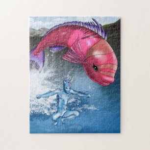 Puzzle Élément d'eau et poisson rose