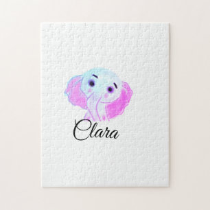 Puzzle Élément simple éléphant bébé rose bleu aquarelle a