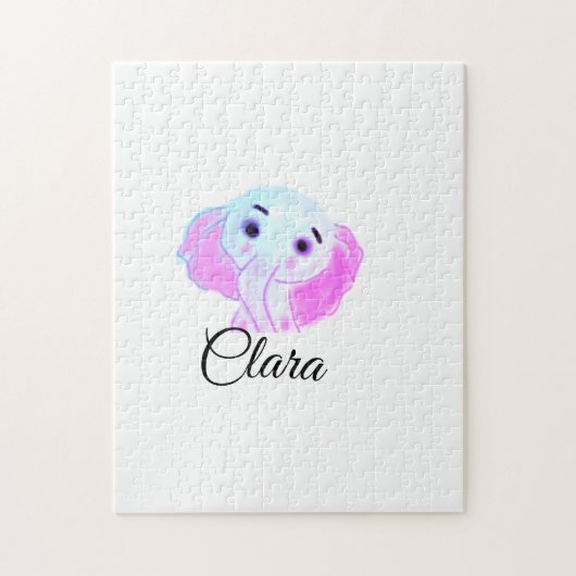 Puzzle Élément simple éléphant bébé rose bleu aquarelle a (Vertical)