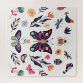 Puzzle Eléments de printemps Papillons Oiseaux Fleurs (Horizontal)