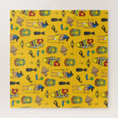 Puzzle éléments égyptiens, Anubis, motif pyramides. (Horizontal)