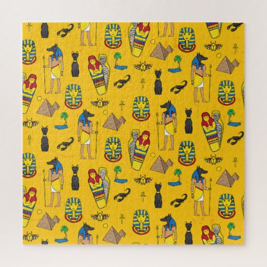 Puzzle éléments égyptiens, Anubis, motif pyramides. (Vertical)