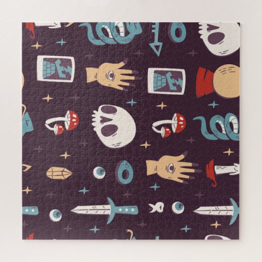 Puzzle Éléments magiques : crâne, tarot sans soudure (Horizontal)