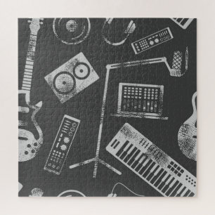 Puzzle Éléments musicaux : vintage arrière - plan sans so