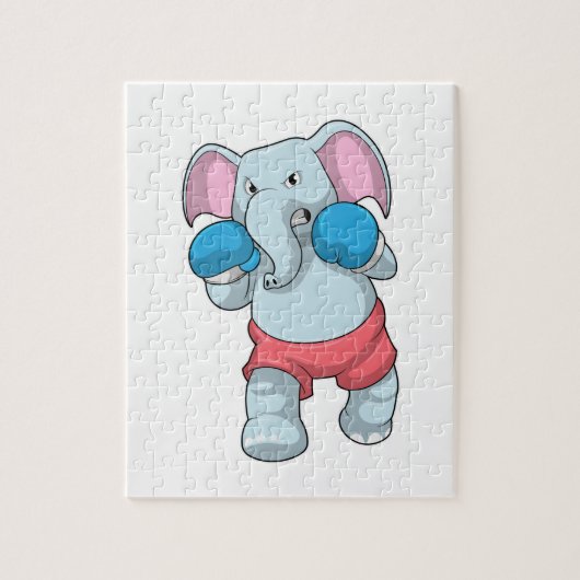 Puzzle Eléphant à la boxe avec gants de boxe (Vertical)