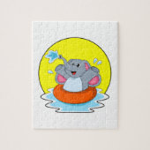 Puzzle Eléphant à nager avec Lifebuoy (Vertical)