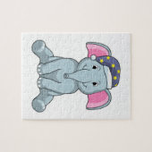 Puzzle Eléphant au coucher avec casquette de nuit (Horizontal)