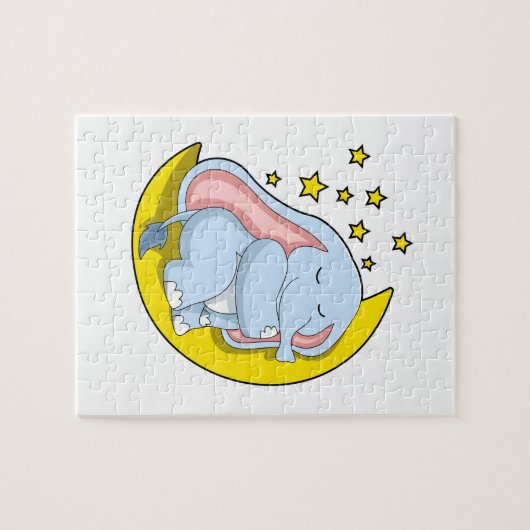 Puzzle Eléphant avec lune et étoiles (Horizontal)