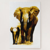 Puzzle Elephant & bébé - Animaux Art (Vertical)