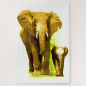 Puzzle Elephant & bébé - Animaux Art (Vertical)