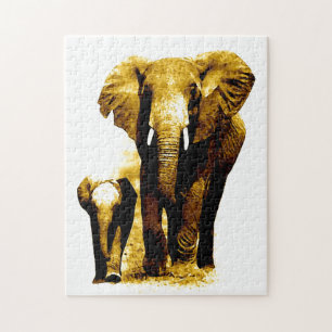 Puzzle Elephant & bébé - Animaux Art