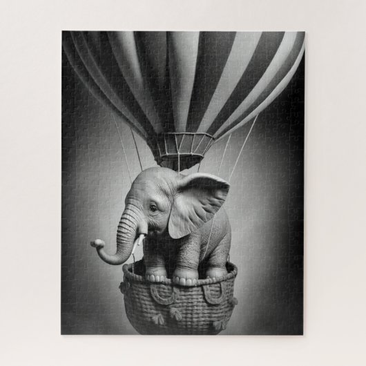 Puzzle Elephant bébé dans un ballon à air chaud (Vertical)