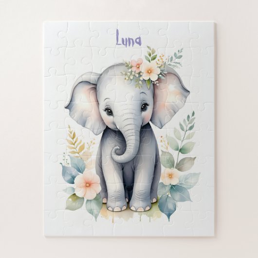 Puzzle Eléphant bébé en floraison (Vertical)