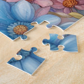 Puzzle Eléphant Bébé mignon dans un jardin pastel Daisy (Côté)
