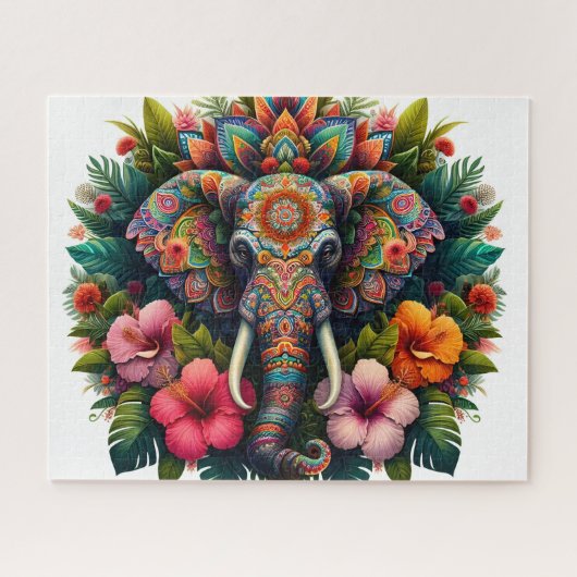 Puzzle Éléphant Bohème Floral (Horizontal)